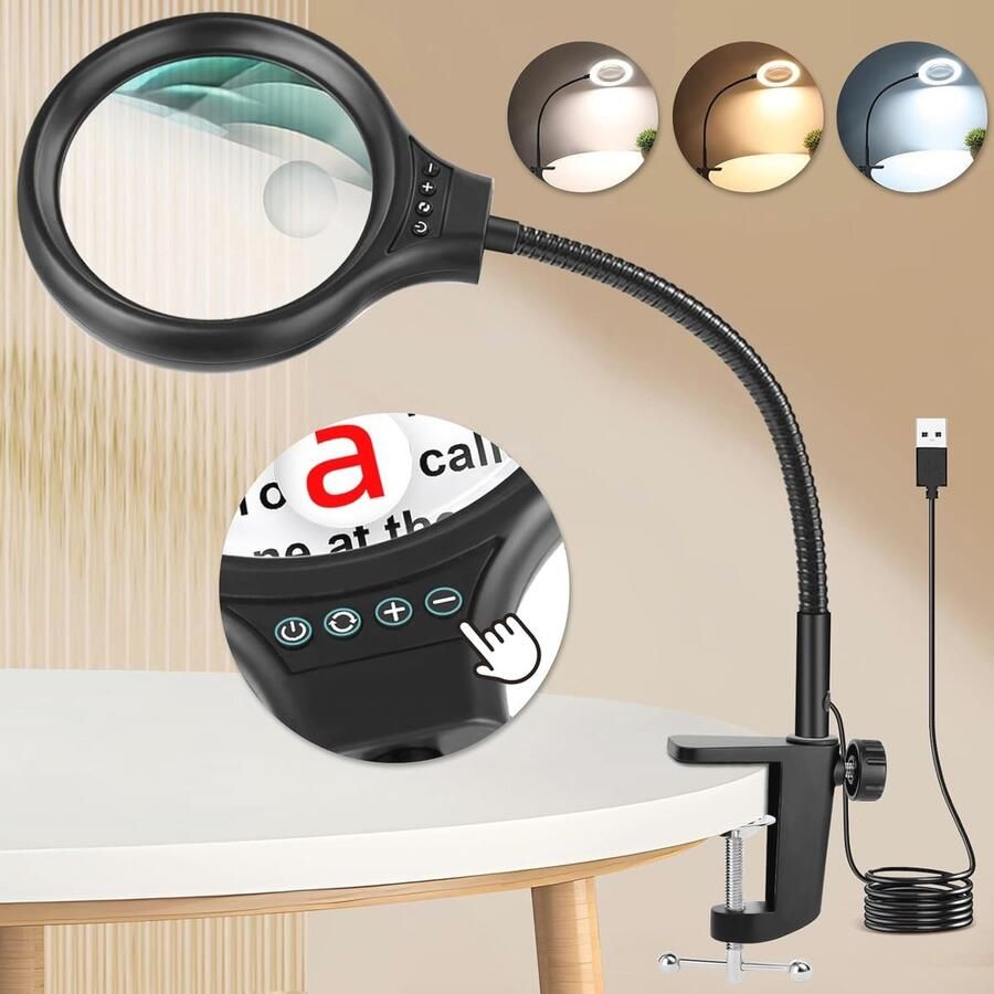 Vergrootglas met verlichting en standaard voor nauwkeurig waarnemen