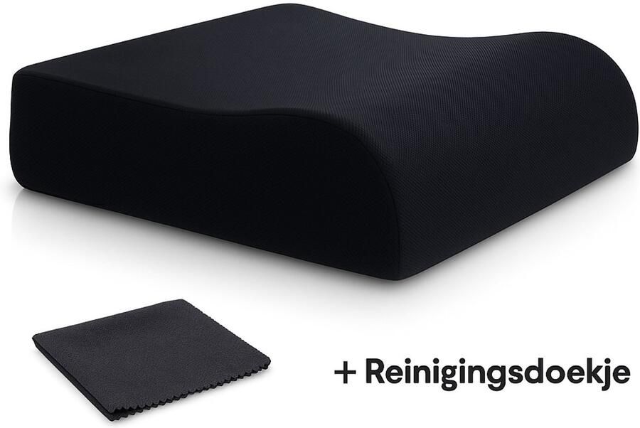 Verhogend Zitkussen voor Volwassenen – Ergonomisch & Vormvast – 13 cm Comfort Verhoger – Ideaal voor Auto Bureau en Eetkamerstoel – Afneembare Wasbare Hoes – Zwart