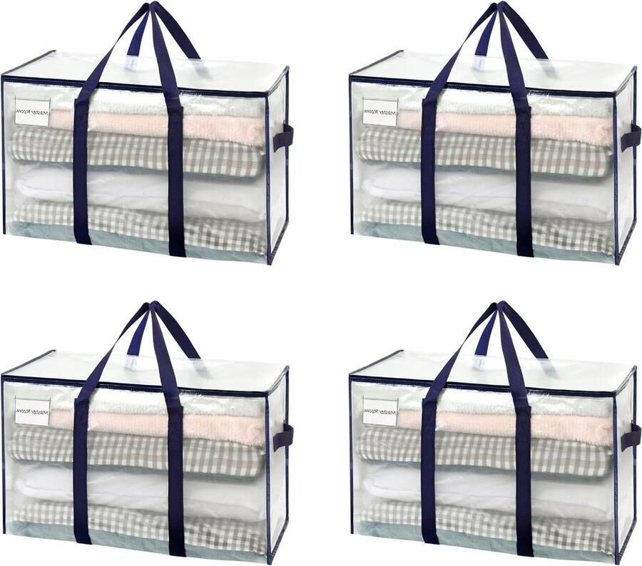 Verhuiszakken 4-pack verhuisbenodigdheden verhuisdozen collegeverpakking opbergdozen met deksels alternatief zwaar belastbare bakken extra grote stevige handgrepen rits voor verpakking