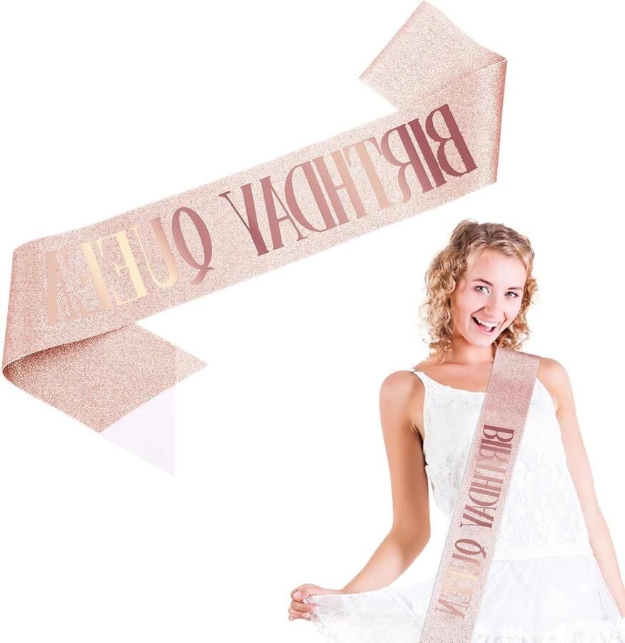 Verjaardagssjerp Happy Birthday Roségouden Satijn Feestdecoratie Accessoires