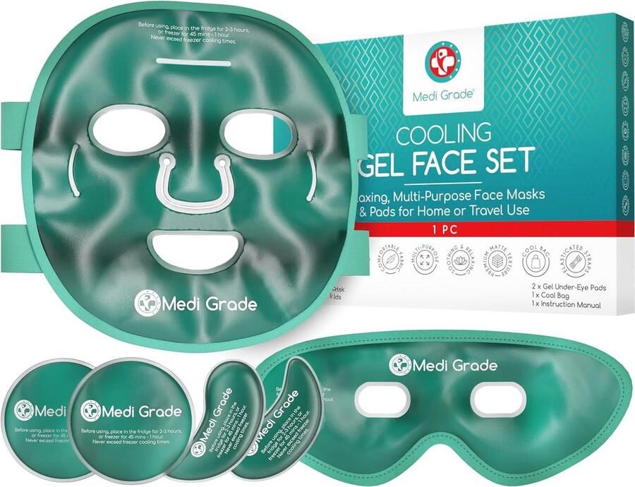 Verkoelend Gel Gezichtsmasker en Oogmasker Set Kalmerende IJs Gel Tegen Donkere Kringen en Wallen
