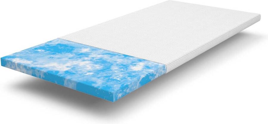 Verkoelende gelschuim-topper 90 x 200 cm 5 cm dikke matrastopper matrasoplegger voor bed boxspringbed en slaapbank wasbaar overtrek