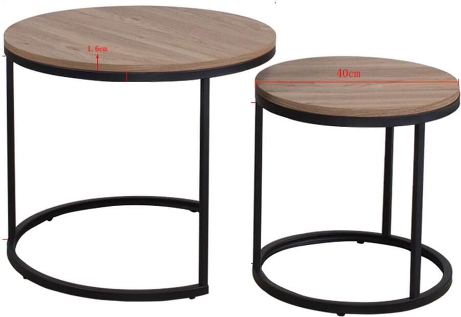 Verkoop Nederland 2 Stuks Nordic Salontafel 2 In 1 Ronde Combinatie Kantoor Thee Tafel Modern Minimalistisch Bijzettafel Woonkamer Dark Oak Grootte: L60 x W60 x H 44.5cm (Groot) & L40 x W40 x H 34.5 cm (Klein)