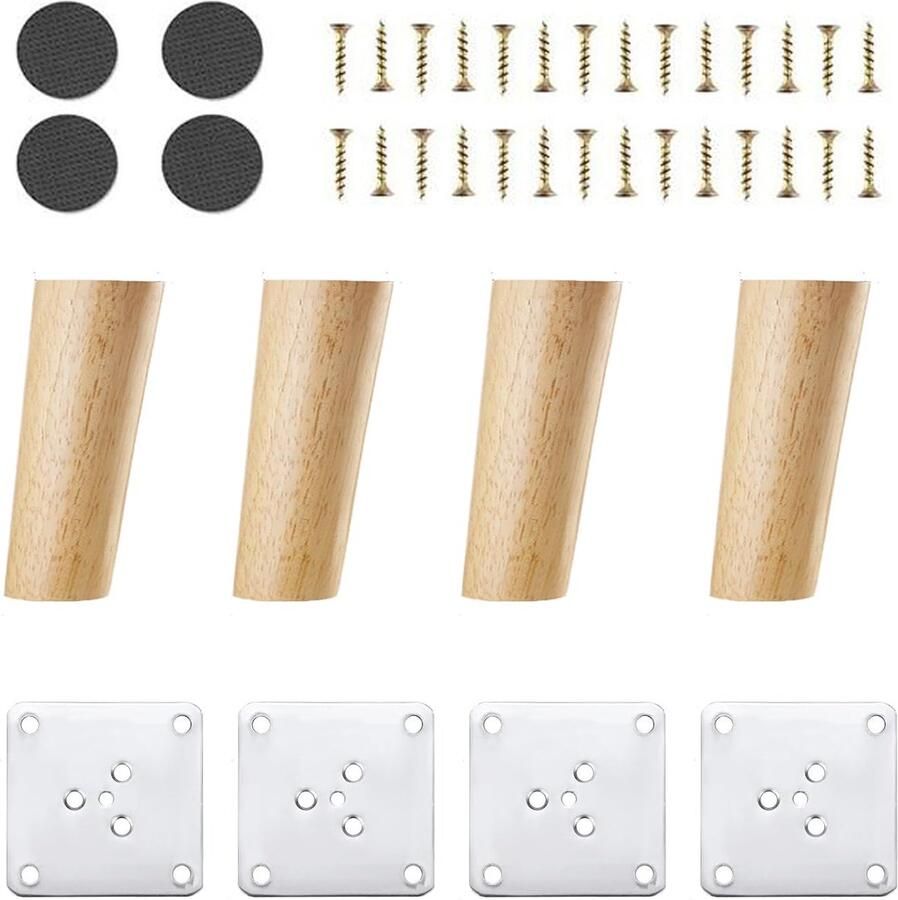 Verlengde tafelpoten 15 cm 20 cm set van 4 massief eikenhout