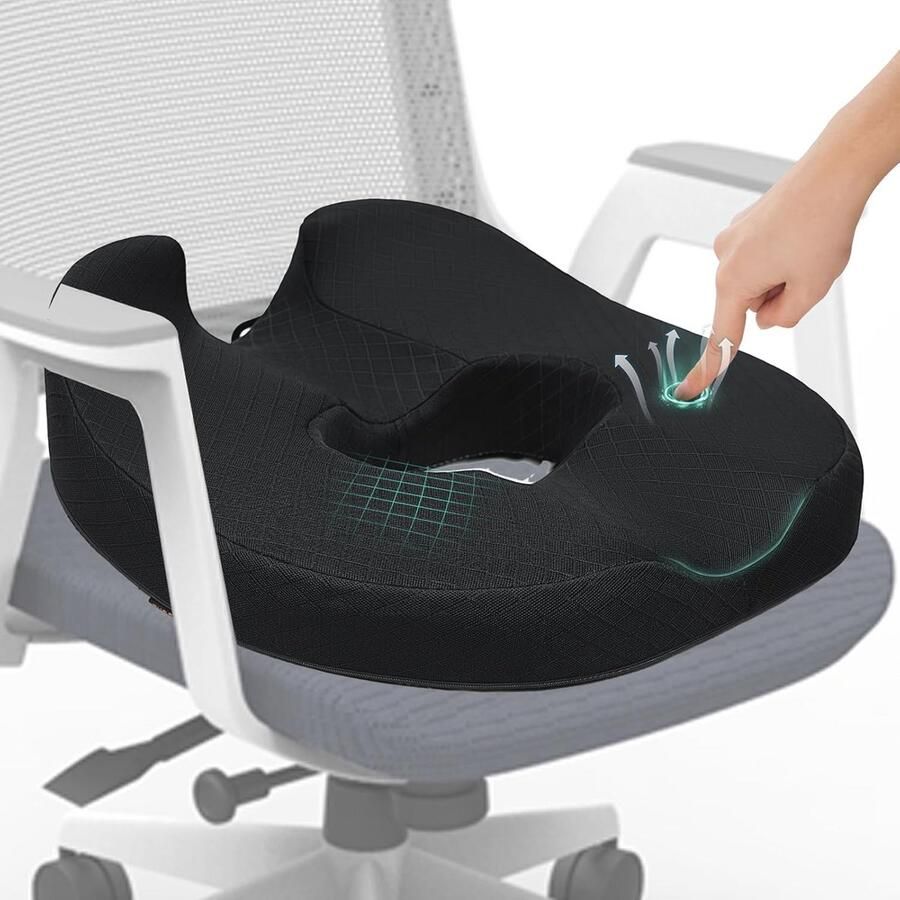 Verlichtende Donut Kussen voor Stuitbeenpijn Comfortabel Memory Foam Zitkussen voor Bureaustoel Gaming Stoel en Auto