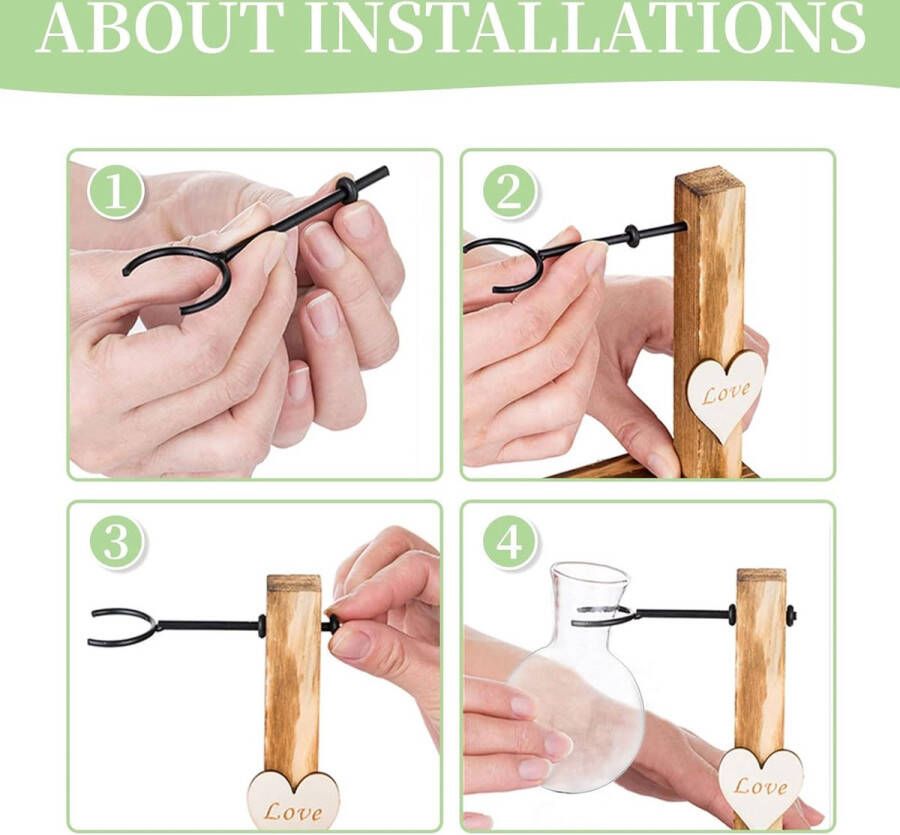 Vermeerderingsstation met houten rek 1 peer vintage avocado vaas glas reageerbuis vazen voor bloemen eikelplanten voor thuis tafel bureau indoor decoratie