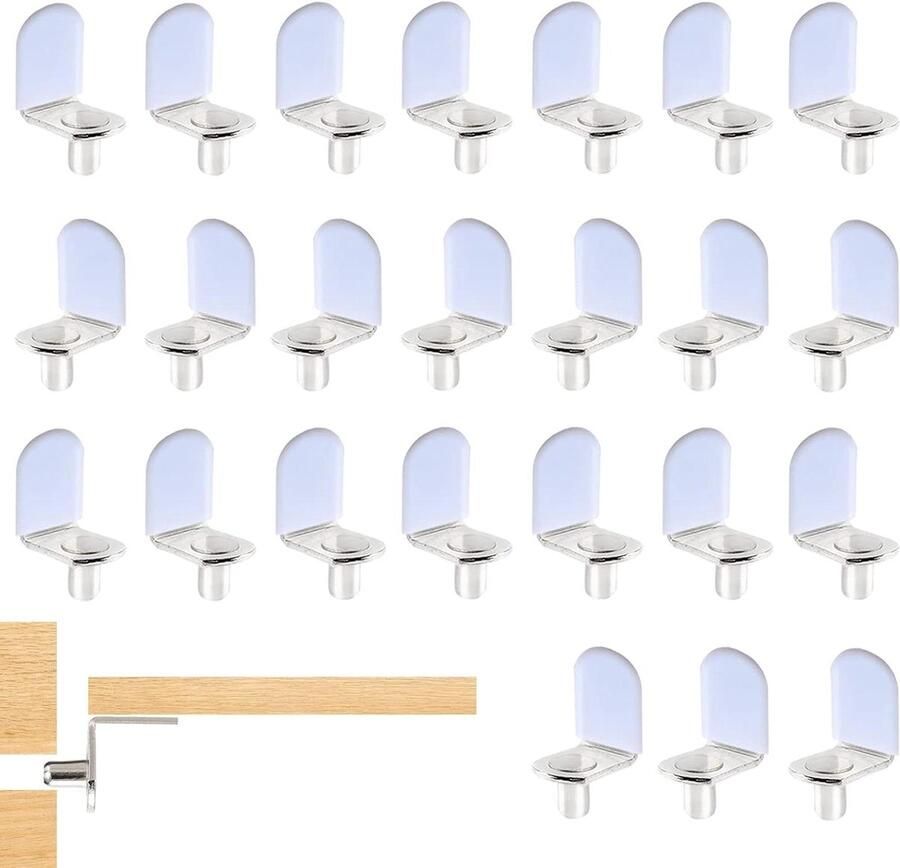 Vernikkelde plankpennen plankdragers L-vorm metalen plankdragers kasten boekenplanken garderobes 20 stuks zilver kleefhulzen kastdragers