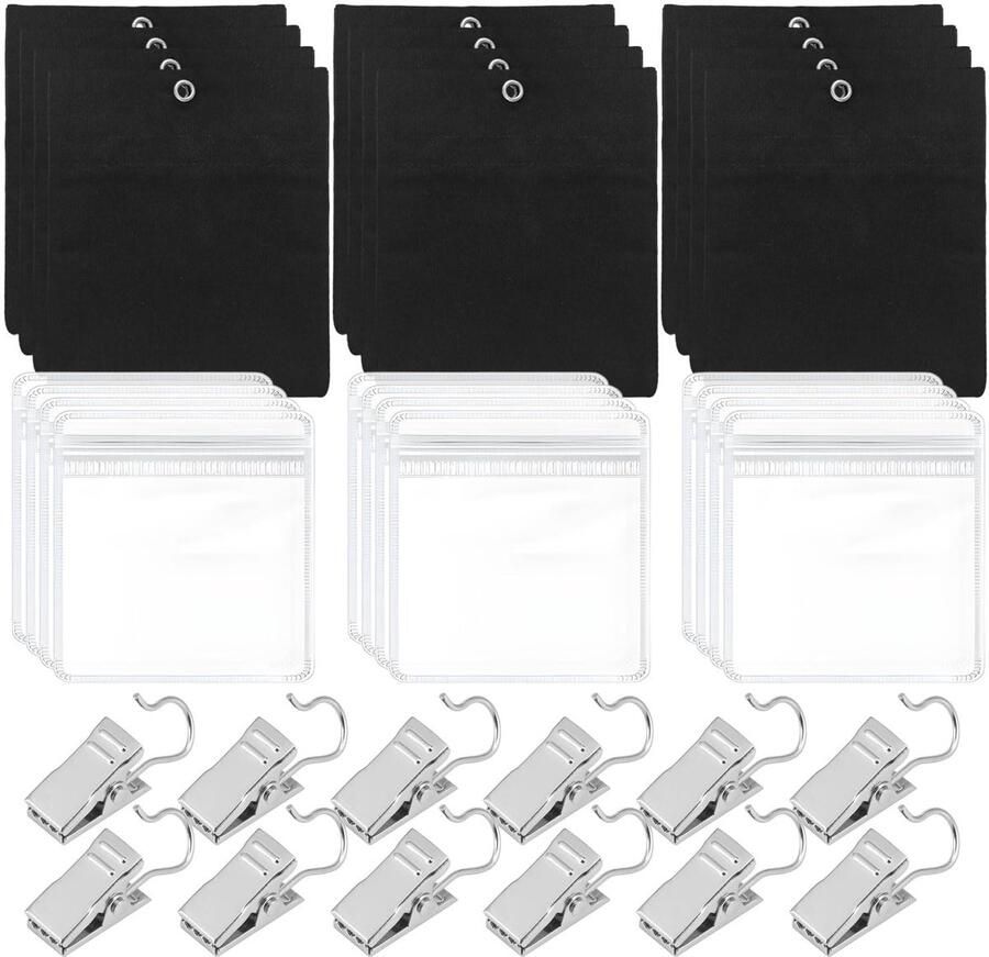 Verpakking met 12 gordijngewichten verstelbare tafelkleedgewichten voor buiten met 12 waterdichte PVC-zakken en metalen clips voor het bevestigen van buitengordijnen weerbestendige en tafelkleden