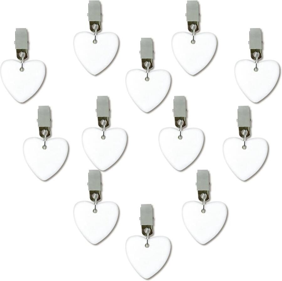 Verpakking met 12 tafelkleedgewichten tafelkleedklemmen tafelkleedgewichten van natuursteen met klem tafelkleedgewichten voor buiten tafelkleedgewichtklemmen voor picknicks in de buitenlucht feesten (Hart)