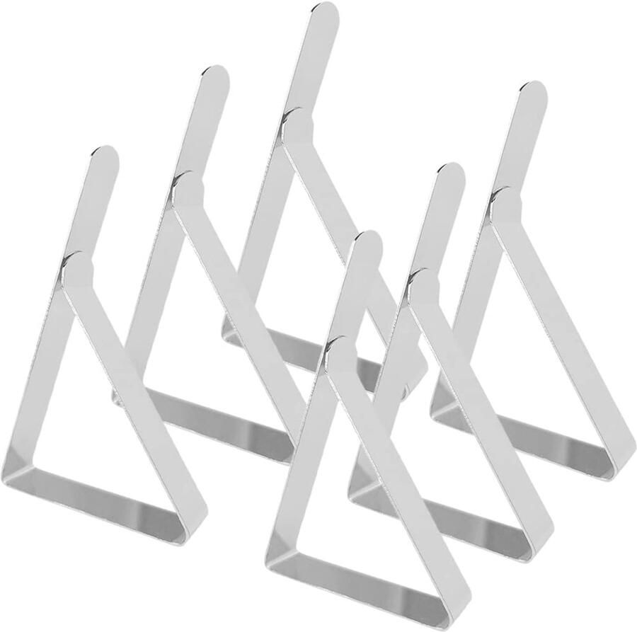 Verpakking met 6 roestvrijstalen tafelkleedklemmen driehoekige tafelkleedklemmen flexibele verplaatsbare tafelkleedklemmen voor binnen- en buitengebruik voor picknicks feesten bruiloften diners scholen (zilver)