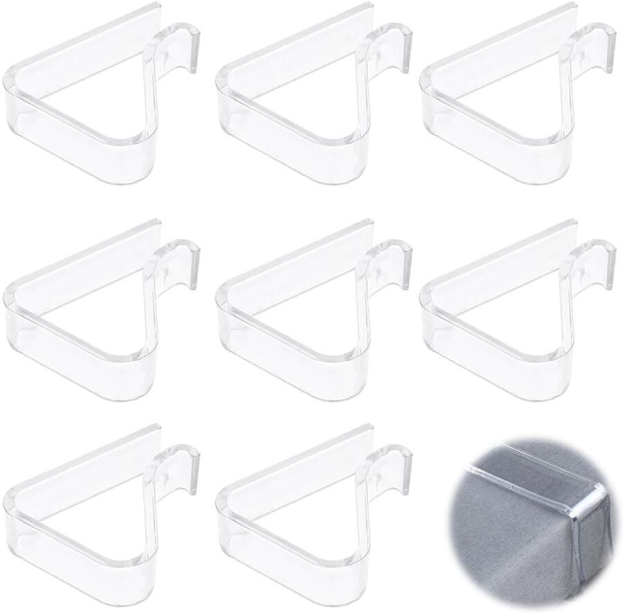 Verpakking met 8 tafelkleedklemmen transparante tafelklemmen tafelkleedklemmen voor buiten tafelkleedklemmen van kunststof geschikt voor picknicks feesten bruiloften en diners voor het bevestigen van tafelkleden