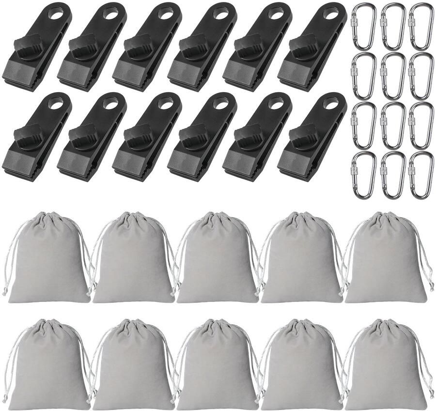 Verpakking van 10 gewichten voor een prieel draagbare gewichtstas voor een prieel met 12 karabijnhaken 12 clips gewichtszakken 20 x 25 cm zandzakken voor een prieel gewichtszakken gewichten voor een prieel voor tafelkleden