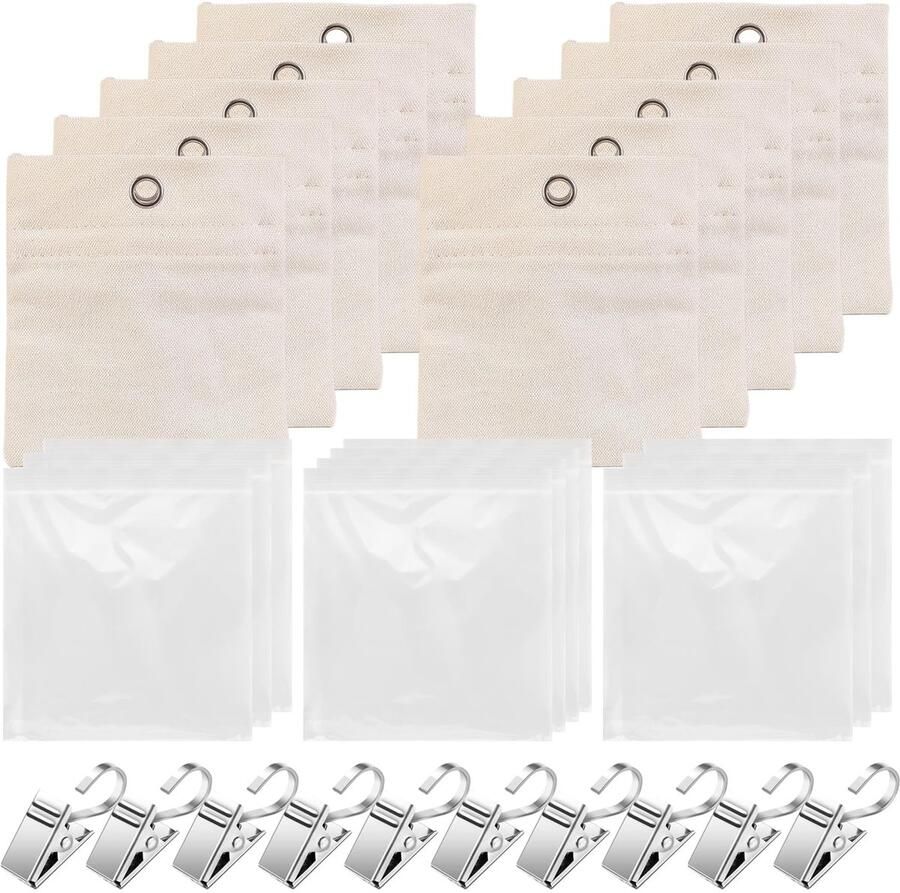 Verpakking van 10 gordijngewichten verstelbare tafelkleedgewichten voor buiten met 10 waterdichte PVC-zakken metalen clips voor het bevestigen van buitengordijnen weerbestendige tenttafelkleden