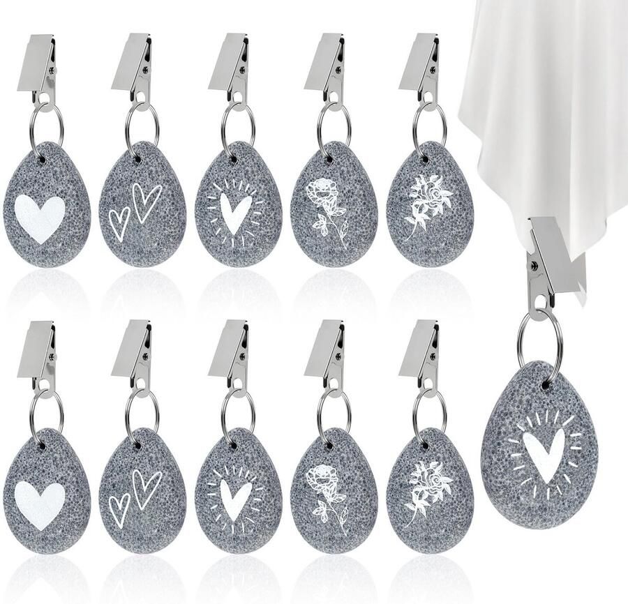 Ibenzoa Tafelkleedgewichten Set van 8 met Natuursteen Klemmen voor Buiten en Binnen