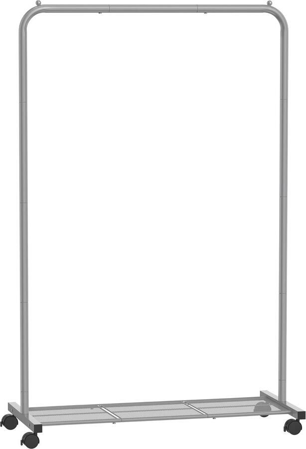 Verrijdbaar Kledingrek met Plank en Wieltjes Metalen Garderobe voor Kleding en Schoenen Tot 40 kg Draagvermogen