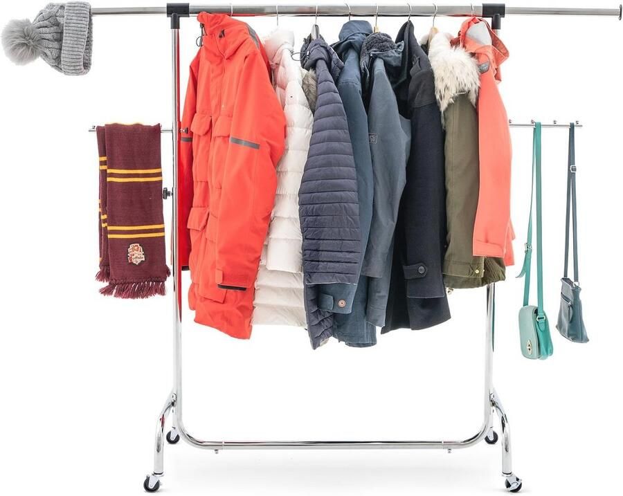 Verrijdbaar Kledingrek Op Wielen Stevig Mobiel & Verstelbaar Kleren Rek