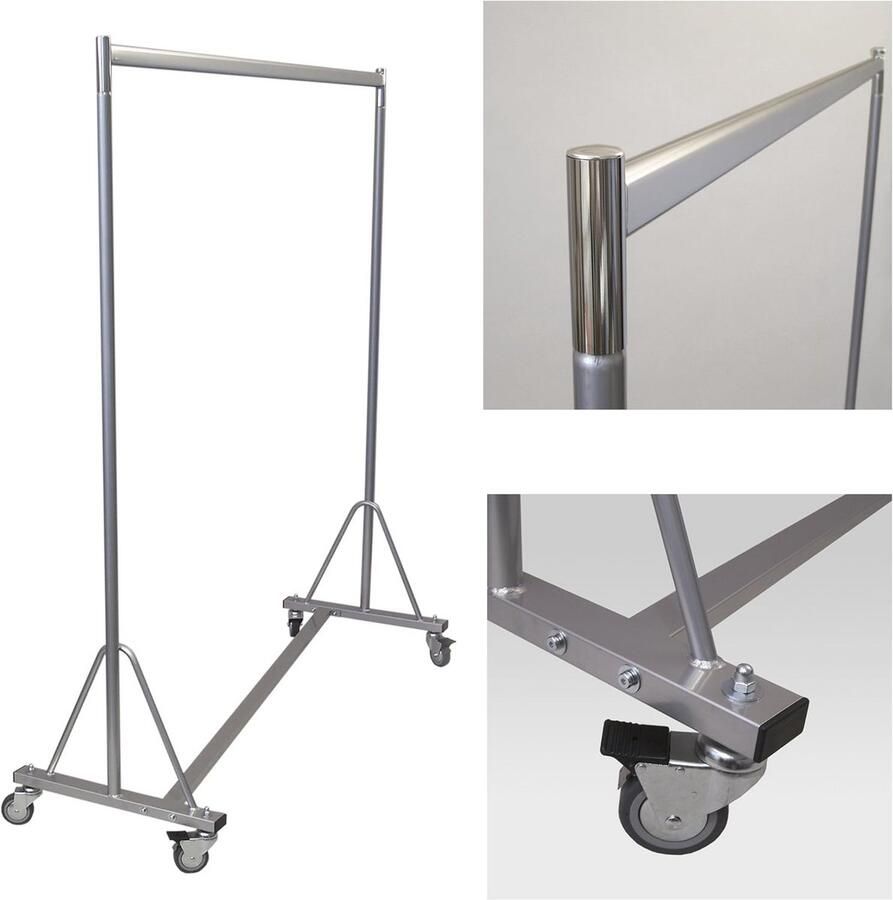 Verrijdbaar kledingrek voor professioneel gebruik 150 cm 160 kg