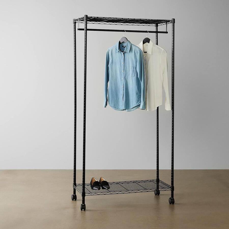 Verrijdbaar kledingrek zwart multifunctioneel 1 stuk