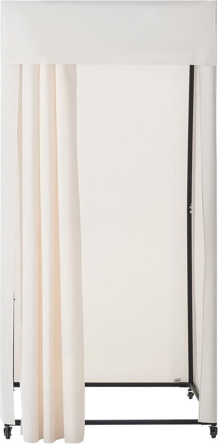 Verrijdbare Kleedcabine met Stevige Gordijnen en Stabiele Metalen Haken Ideaal voor Boetieks Winkelcentra en Kleermakers Afmetingen: 99 x 99 x 204 5 cm (Zwart & Beige)