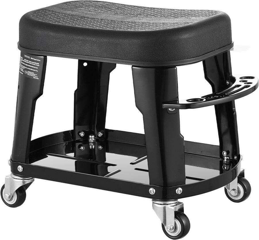 Verrijdbare Werkplaatskruk met Een Draagvermogen van 136 Kg en Een 360° Draaibare Zitting voor Garage en Werkplaats Werkkruk met Opbergruimte voor Gereedschap en Schroevendraaiers Ideaal voor Autoreparaties