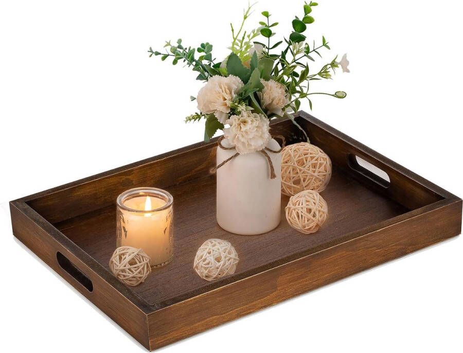 Versier de houten tafel: sierbord op de juiste hoogte van de bruin houten vintage houten plank met handgemaakte tafel voor de theelicht salontafel met decoratie 40 x 30 cm