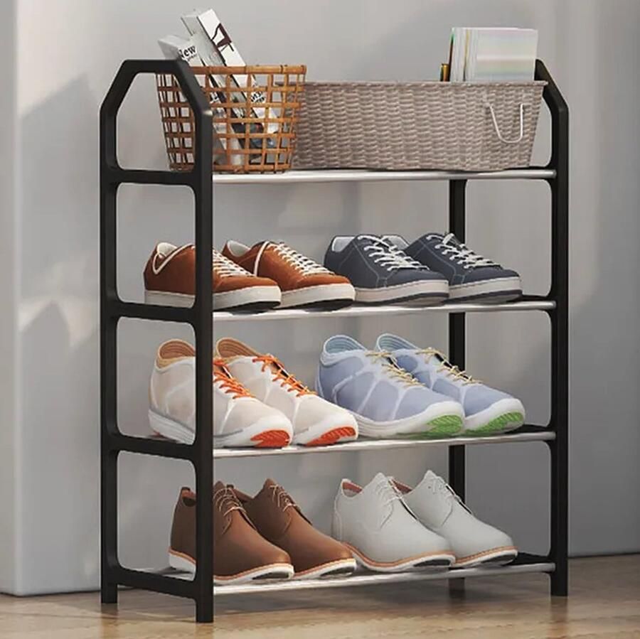 Versimple Schoenenrek 4 Laags Tot 8 Paar Schoenen L (41 4 cm) x B (18 4 cm) x H (50 cm) Schoenenkast Zwart