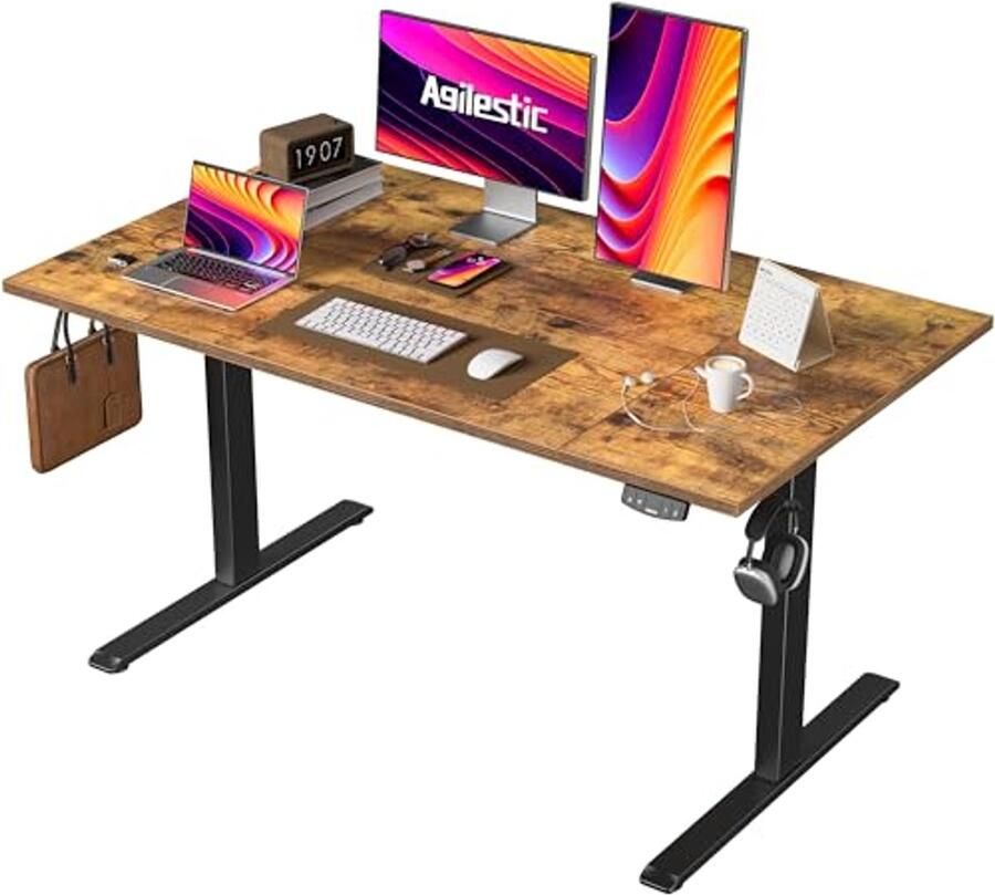 Verstelbaar bureau 140 x 80 cm met elektrische hoogteverstelling en handmatige bediening