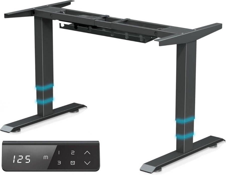PEAM Verstelbaar Bureau Geavanceerd Elektrisch Bureauframe met Triple Memory Control Heavy-Duty Steel Dual Motor Phase 3 Desk ErgoHome Schrijftafel Zonder Bureaublad Zwart