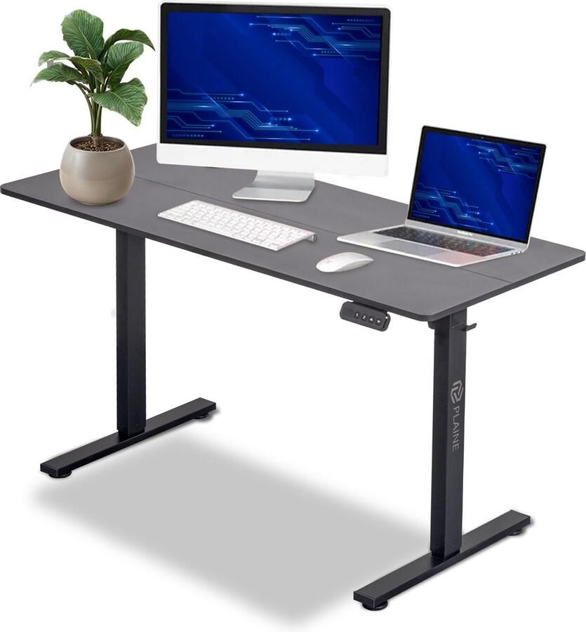 Plaine Zit Sta Bureau Elektrisch Verstelbaar Incl. Geheugen Standen Incl. Kabelgoot 140 x 60 cm Mat Zwart - Foto 2