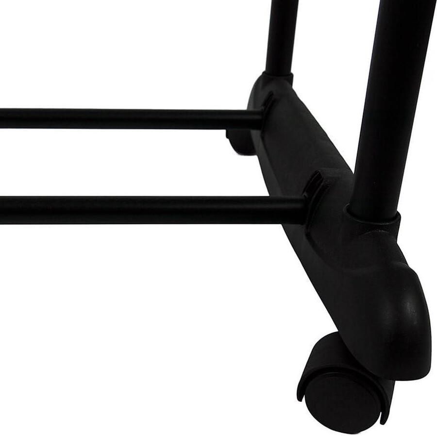 Verstelbaar Dubbel Kledingrek Zilver Kleding Rail met Wielen kledingrek