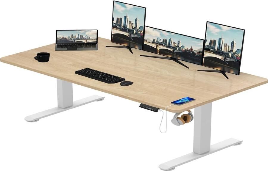 Verstelbaar Elektrisch Bureau met USB Oplaadpoort en Geheugenfunctie
