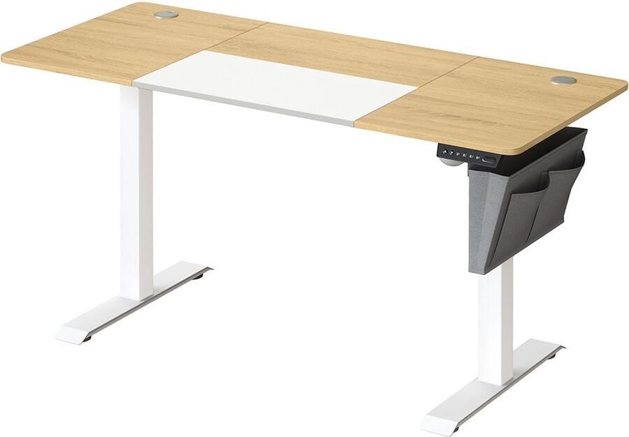 Rootz Living Rootz Elektrisch sta-bureau Verstelbaar bureau Zit-sta bureau Spaanplaat stalen frame 60 cm x 140 cm x (72-120) cm Pastelgeel-basis wit 1 5 cm tafelblad 28 kg gewicht 80 kg Max. laadvermogen
