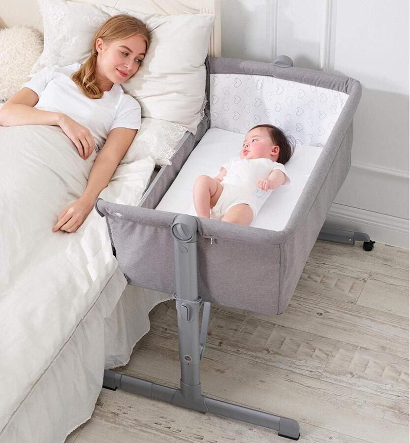 Verstelbaar Kinderbed Meerdere Hoogtes Incl. Matras Grijs Kinderbed