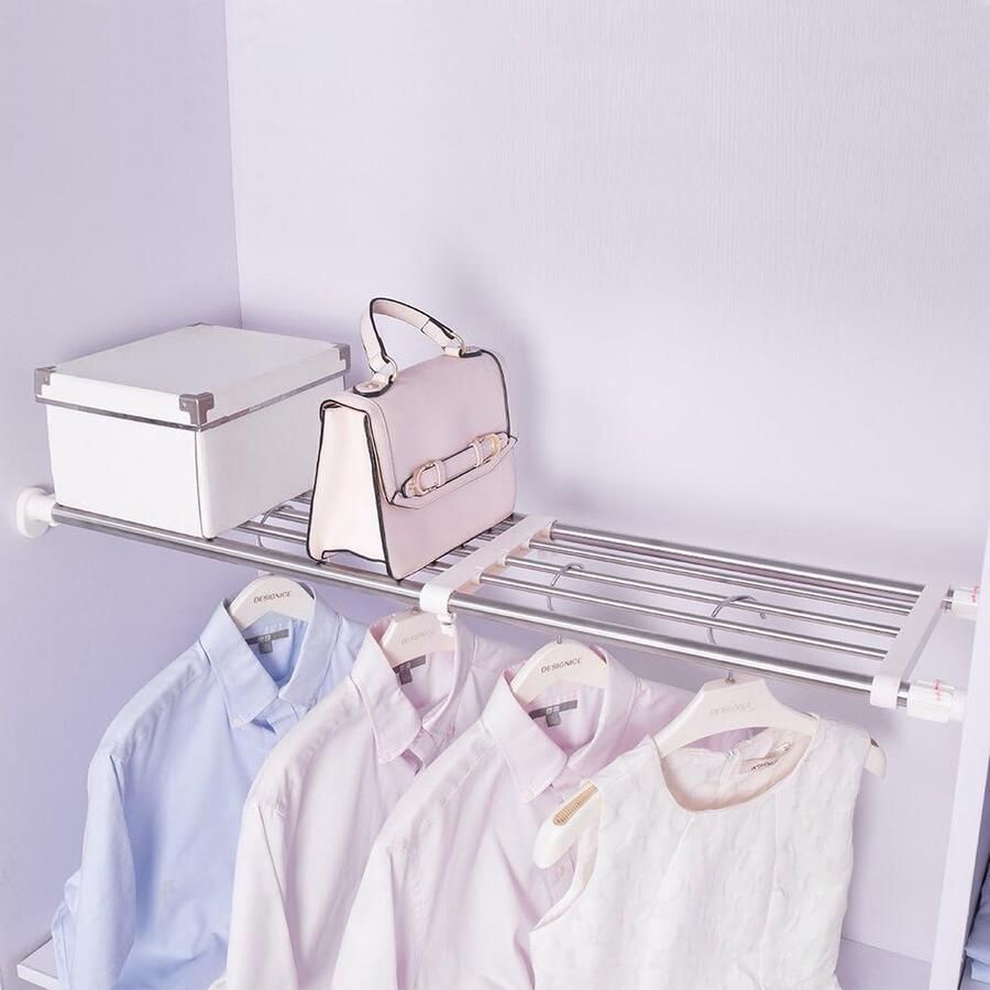 Verstelbaar kledingkastsysteem Telescopische stangen Kast Kledingrek Uitbreidbare plankverdeler Kledingopslaghanger Staven Opbergplanken Organisator Schoenenrek Boekenplank