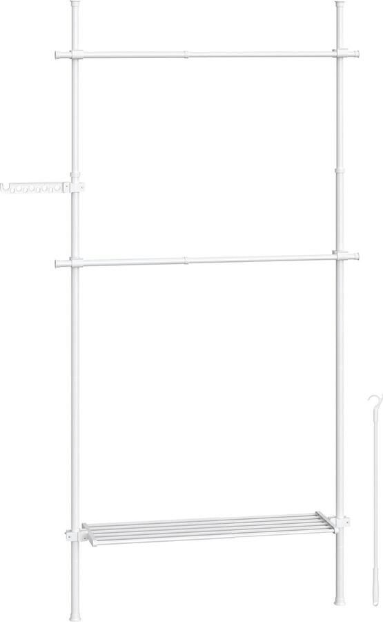 Verstelbaar Kledingrek aan het Plafond Ruimtebesparende Garderobe met Afneembare Plank Ideaal voor Jurken en Jassen