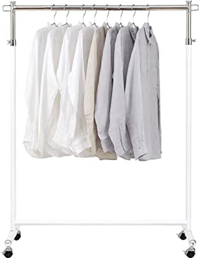Verstelbaar Kledingrek met Wieltjes Tot 100 kg belastbaar en Hoogwaardig Roestvrij Staal
