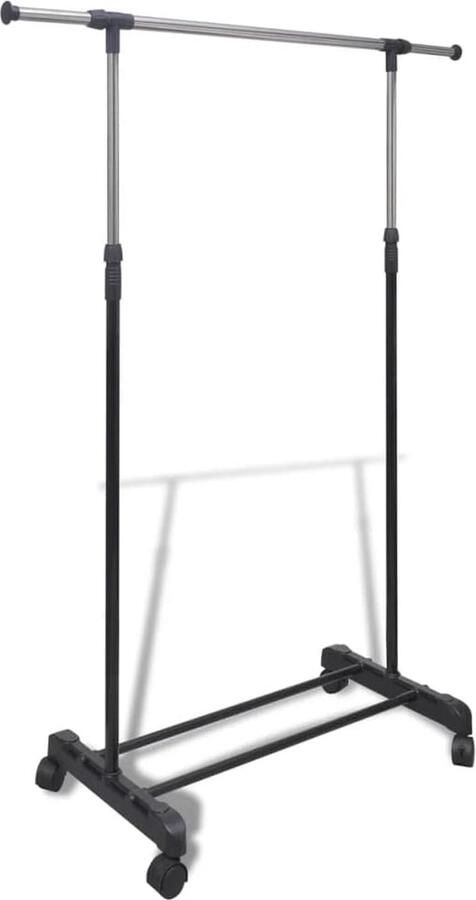 Verstelbaar Kledingrek op Wielen Draagbaar Hangrek voor Kledingopslag