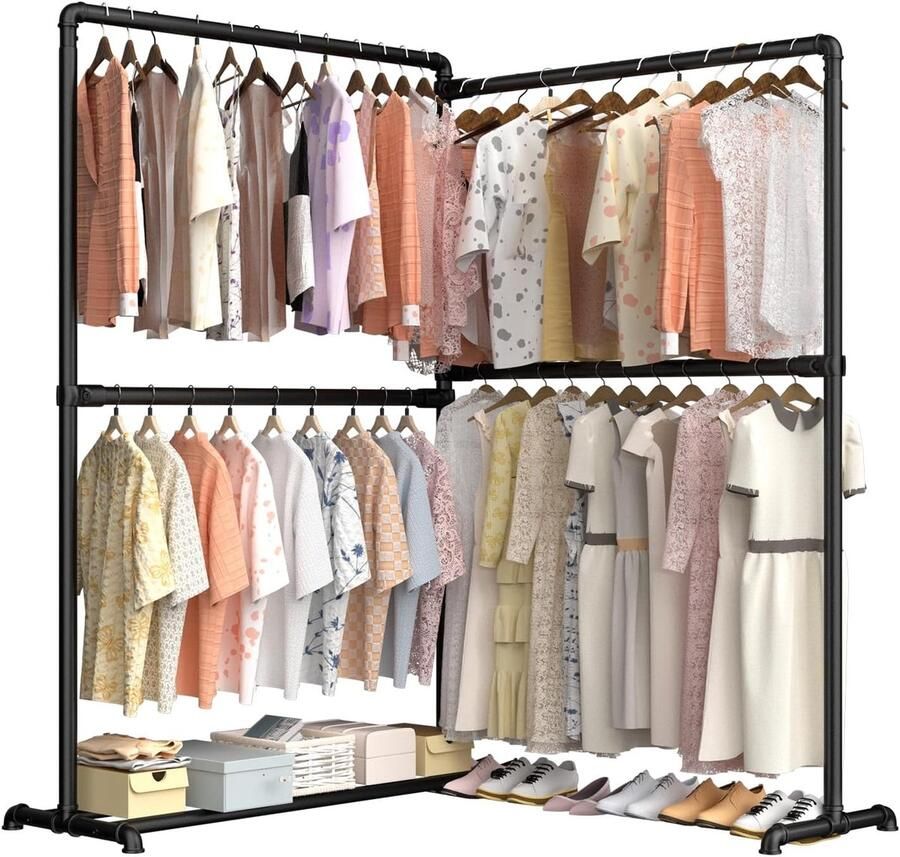 Verstelbaar kledingrek stabiel en praktisch 1 stuk zwart