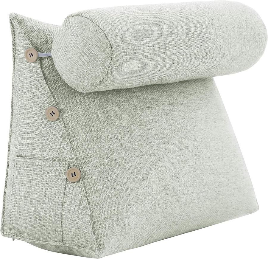 Verstelbaar Leeskussen met Opbergtas Multifunctioneel Hoofdkussen en Rugsteun voor Bed en Bank