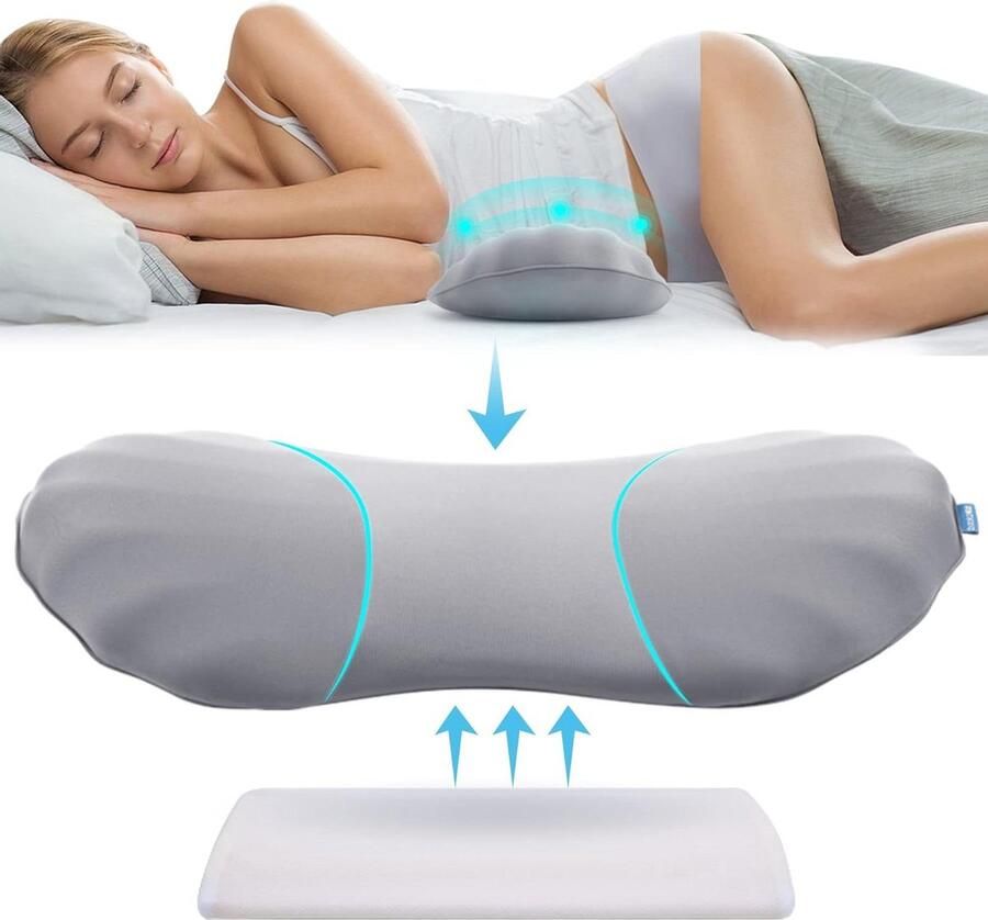 Lumbar Support Pillow for Sleeping Memory Foam Lower Back Pain Relief Back Cushion for Sleeping For Bed and Chair