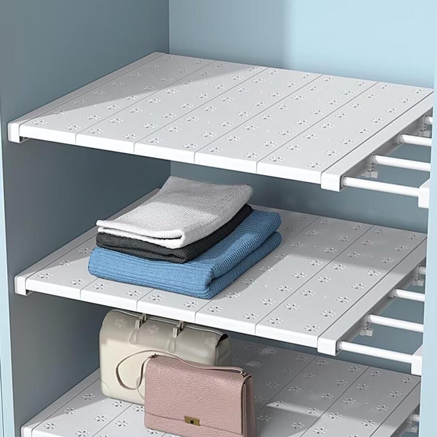 Boraboi Verstelbare en Uitbreidbare Telescopische Plankverdeler voor Kledingkast Keuken en Badkamer zonder Boren