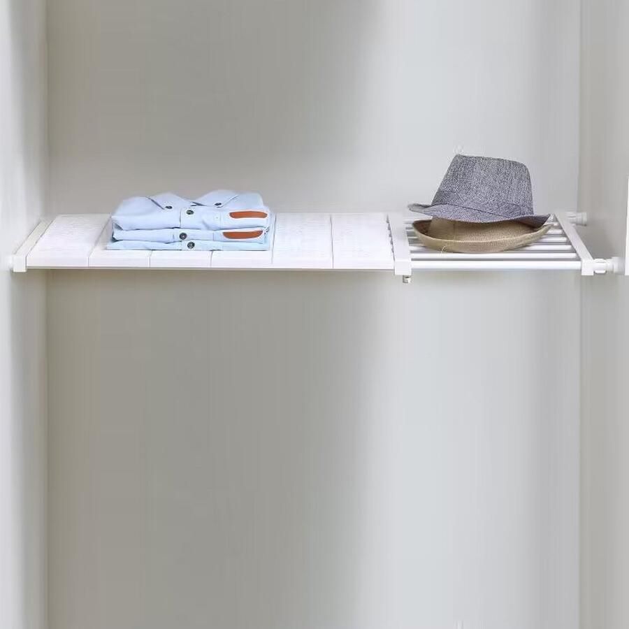 TDR Verstelbaar opbergrek Uitschuifbare separatorplank plankkastorganizer voor kledingkast kast boekenkast Compartiment verzamelen-33cm tot 53cm-wit - Foto 2