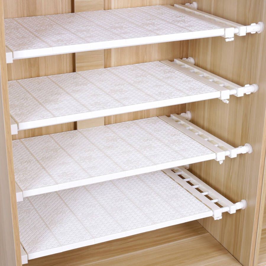TDR Verstelbaar opbergrek Uitschuifbare separatorplank plankkastorganizer voor kledingkast kast boekenkast Compartiment verzamelen-33cm tot 53cm-wit