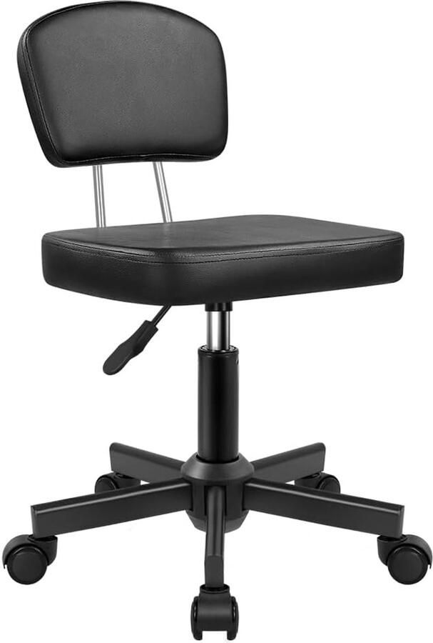 Hoogte verstelbare rolkruk met rugleuning 360° draaibaar met wielen voor salon en thuiskantoor