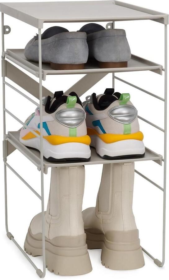 Verstelbaar schoenenrek Stevig planken en stalen frame 4 paar schoenen opbergrek