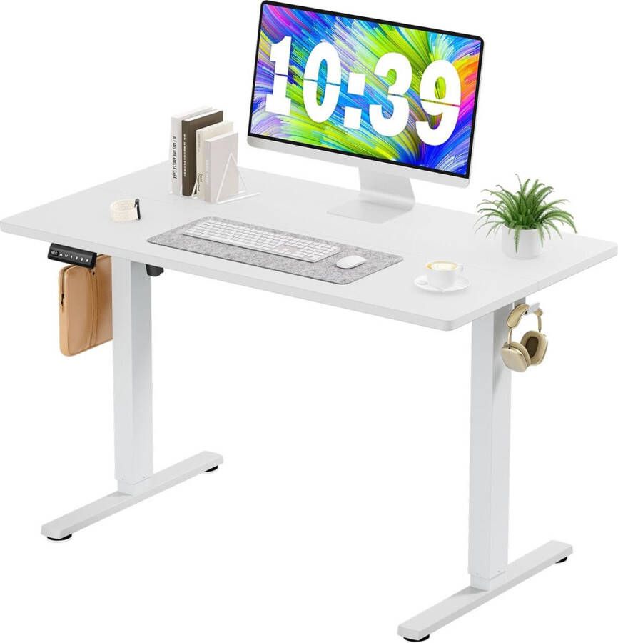 JOEAIS Verstelbaar staand bureau 40 inch Elektrisch staand-zitbureau met volledig tafelblad Moderne staande computertafel Gaming bureau Ergonomische werkplek Zwart