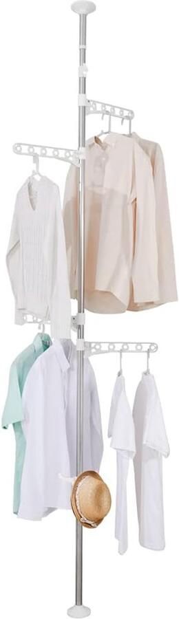 Verstelbaar Telescopisch Kledingrek met 4 Hangers en 1 Haak voor Elke Ruimte