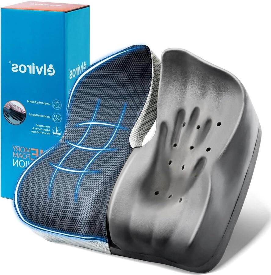 Verstelbaar traagschuim zitkussen voor bureaustoel verlichting ischias rugpijn orthopedisch kussen met wasbare hoes