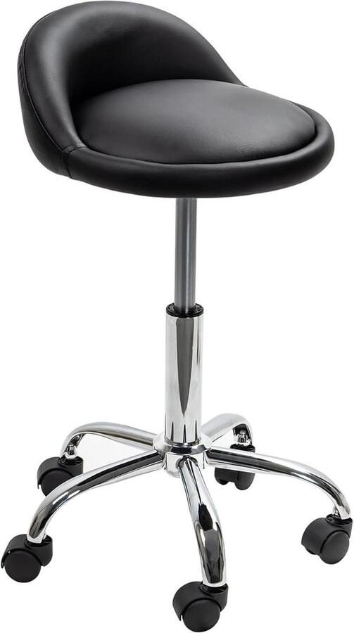 Verstelbaar zwart draaibaar rolling kussen tattoo massage hydraulische salon kruk met rugleuning en 5 wielen Kruk