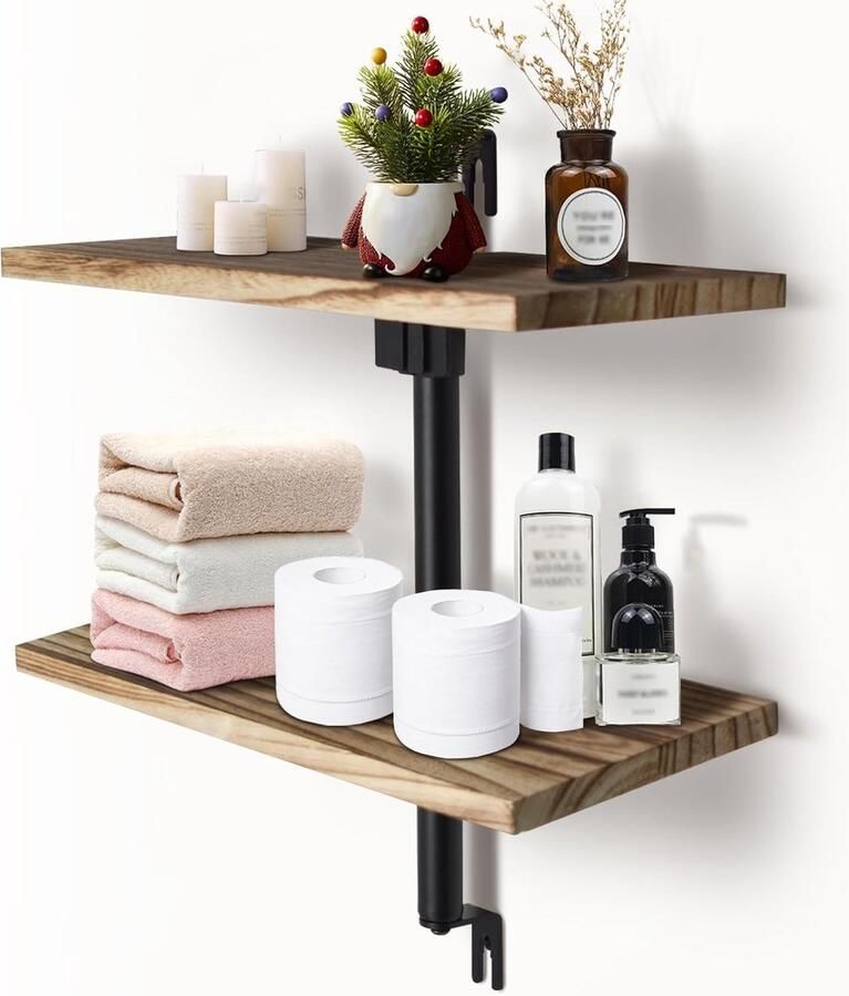 Verstelbaar zwevend rek houten wandrek multifunctioneel 1 stuk 40 x 15 cm hout